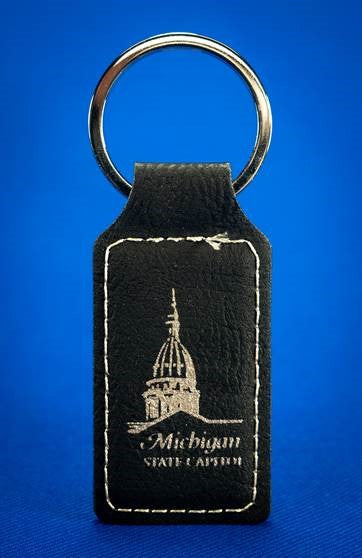 Michigan Capitol Leather Key Chain